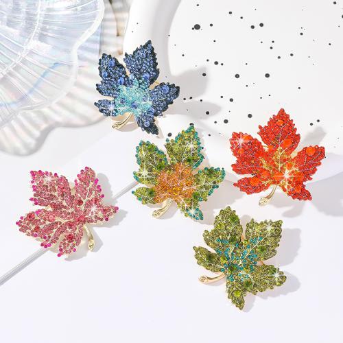 Tibetan Style Brooches, Leaf, plated, Unisex & different styles for choice & with rhinestone, more colors for choice, Sold By PC