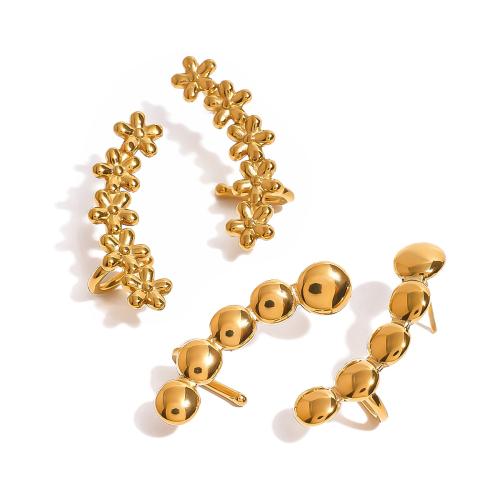 Boucle d'oreille de gaujon en acier inoxydable, Acier inoxydable 304, Plaqué or 18K, bijoux de mode & styles différents pour le choix & pour femme, Vendu par PC