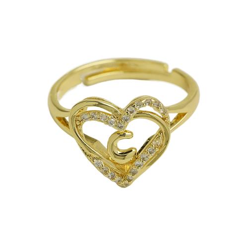 Cubic Zirconia Micro Pave Brass Ring, Heart, plated, different styles for choice & micro pave cubic zirconia & for woman, gold, Sold By PC