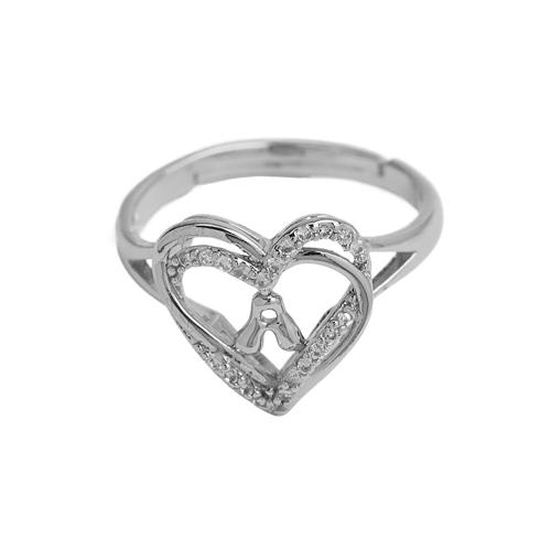 Cubic Zirconia Micro Pave Brass Ring, Heart, plated, different styles for choice & micro pave cubic zirconia & for woman, silver color, Sold By PC