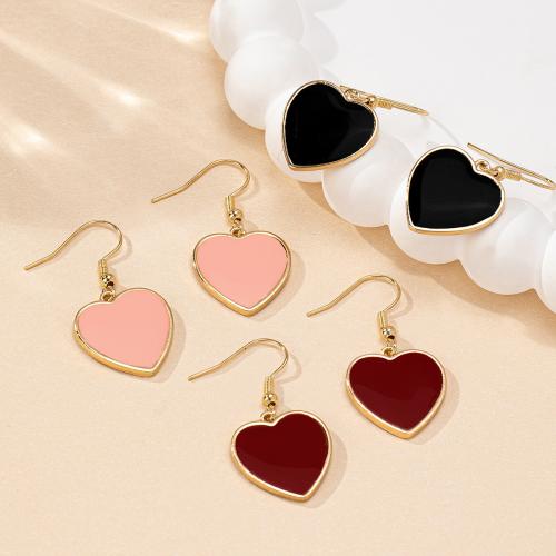 Pendientes de Aleación de Zinc, Corazón, chapado, para mujer & esmalte, más colores para la opción, Vendido por Par