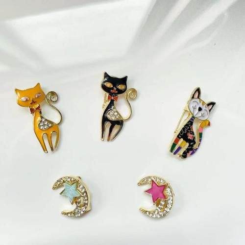 Tibetan Style Brooches, different styles for choice & for woman & enamel & with rhinestone, more colors for choice, Sold By PC