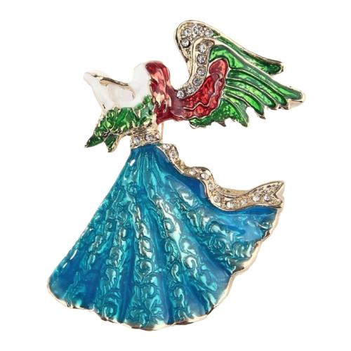 Broches en alliage de zinc, Placage, pour femme & émail & avec strass, couleurs mélangées, 53x42mm, Vendu par PC