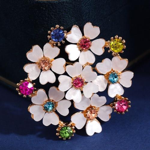 Tibetan Style Brooches, with Resin, for woman & with rhinestone, golden, Sold By PC