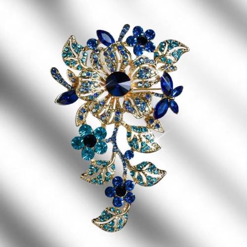 Tibetan Style Brooches, with Crystal, for woman & with rhinestone, more colors for choice, 55x85mm, Sold By PC