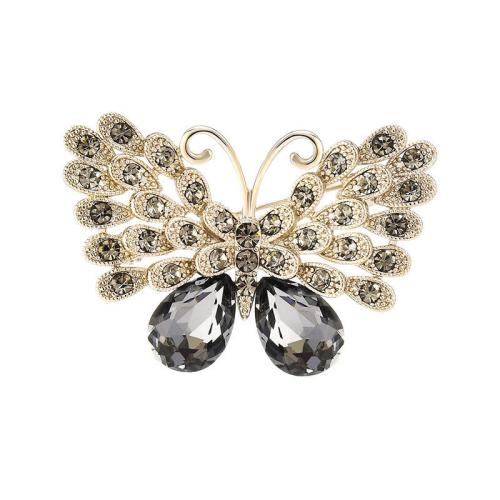 Tibetan Style Brooches, with Crystal, for woman & with rhinestone, more colors for choice, Sold By PC