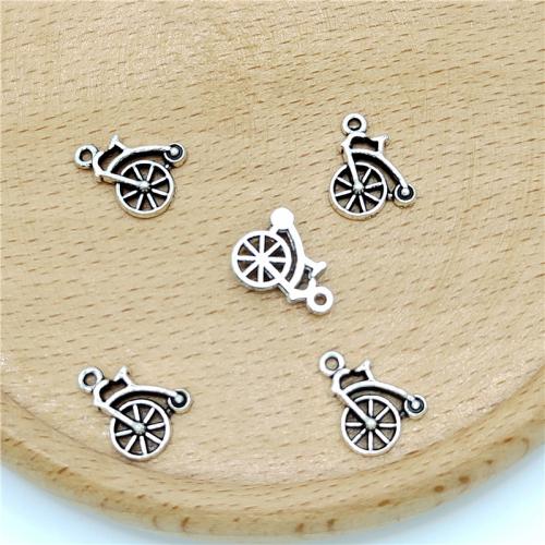 Fahrzeug Zinklegierung Anhänger, Fahrrad, antik silberfarben plattiert, DIY, 11x12mm, 100PCs/Tasche, verkauft von Tasche