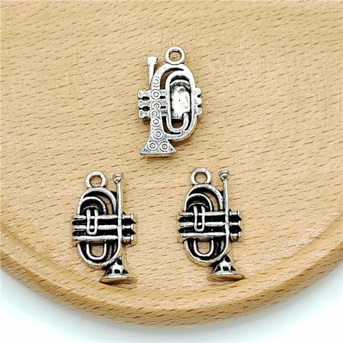 Musical Instrument Shaped Tibetan Style Pendants, Loudspeaker, antique silver color plated, DIY, 12x21mm, 100PCs/Bag, Sold By Bag