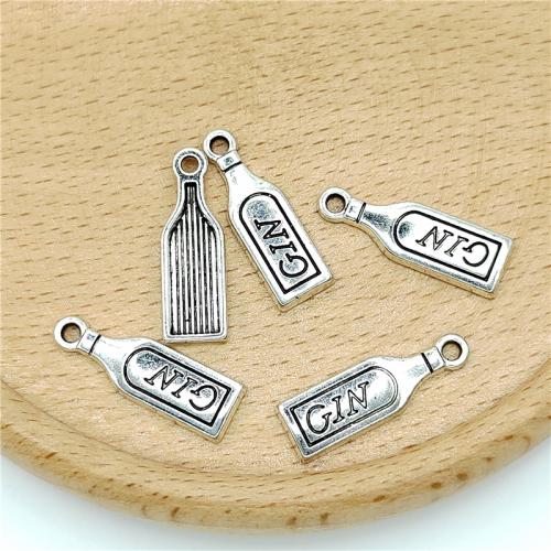 Pendentifs en alliage de zinc, Bouteille, Plaqué de couleur d'argent, DIY, 7x22mm, 100PC/sac, Vendu par sac