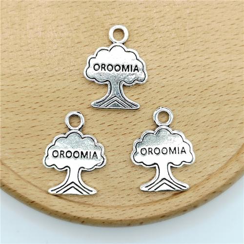 Pendentifs en alliage de zinc, Arbre de vie, Plaqué de couleur d'argent, DIY, 18x22mm, 100PC/sac, Vendu par sac