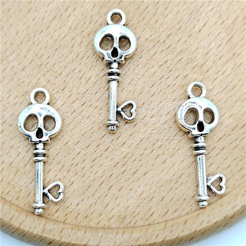 Tibetan Style Key Pendants, antique silver color plated, DIY, 9x25mm, 100PCs/Bag, Sold By Bag