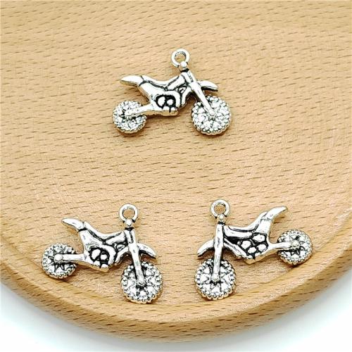 Vehicle Shaped Tibetan Style Pendants, Motorcycle, antique silver color plated, DIY, 22x16mm, 100PCs/Bag, Sold By Bag