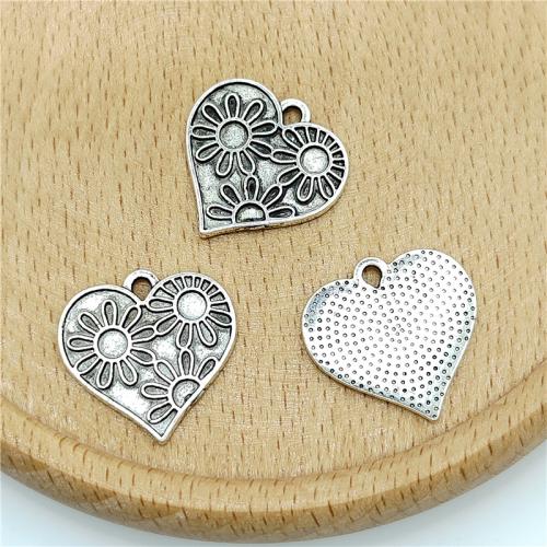 Tibetan Style Heart Pendants, antique silver color plated, DIY, 19x19mm, 100PCs/Bag, Sold By Bag