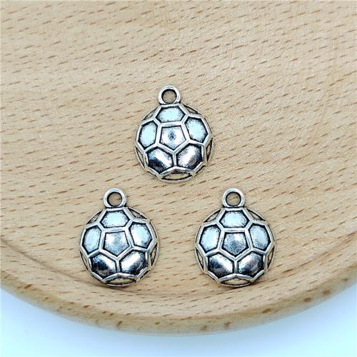 Pendentifs en alliage de zinc, Football, Plaqué de couleur d'argent, DIY, 12x15mm, 100PC/sac, Vendu par sac