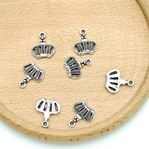 Colgantes de corona de aleación de zinc, chapado en color de plata antigua, Bricolaje, 12x14mm, 100PCs/Bolsa, Vendido por Bolsa