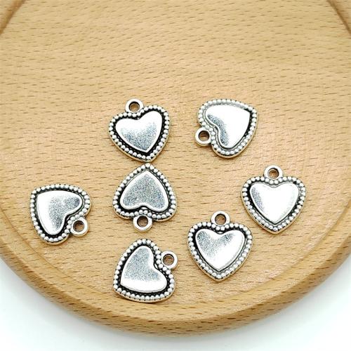 Colgantes de Aleación de Zinc en Forma de Corazón, chapado en color de plata antigua, Bricolaje, 14x15mm, 100PCs/Bolsa, Vendido por Bolsa