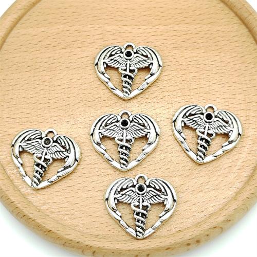 Tibetan Style Heart Pendants, antique silver color plated, DIY, 21x20mm, 100PCs/Bag, Sold By Bag