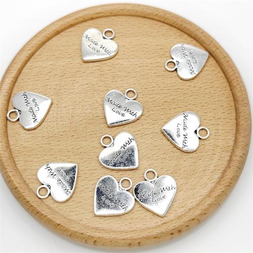 Zinklegierung Herz Anhänger, antik silberfarben plattiert, DIY, 16x18mm, 100PCs/Tasche, verkauft von Tasche