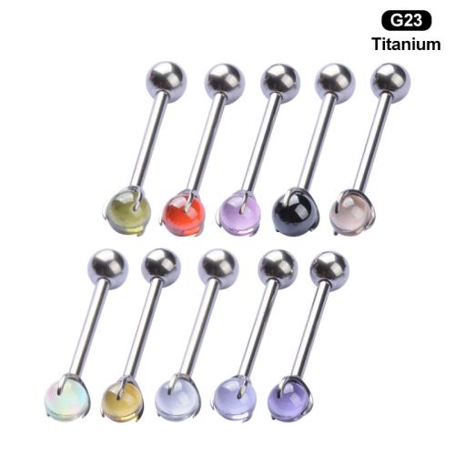 Titanium Alloy straight barbell, Round, Unisex & different size for choice & with cubic zirconia, more colors for choice, Sold By PC