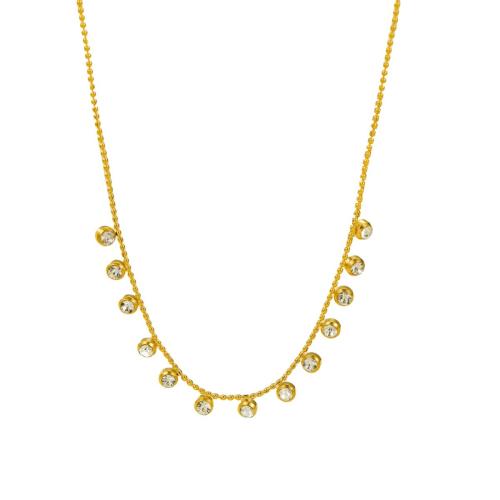 Stainless Steel Jewelry Necklace, 304 Stainless Steel, with 6cm extender chain, 18K gold plated, fashion jewelry & micro pave cubic zirconia & for woman, golden, Length:Approx 41 cm, Sold By PC