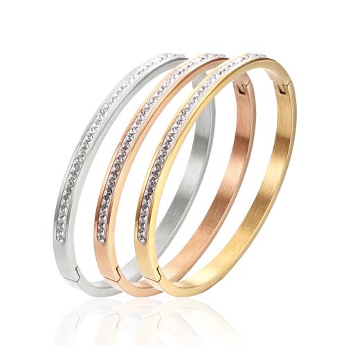 Titanium Steel Bracelet & Bangle, fashion jewelry & different styles for choice & micro pave cubic zirconia & for woman, more colors for choice, Sold By PC