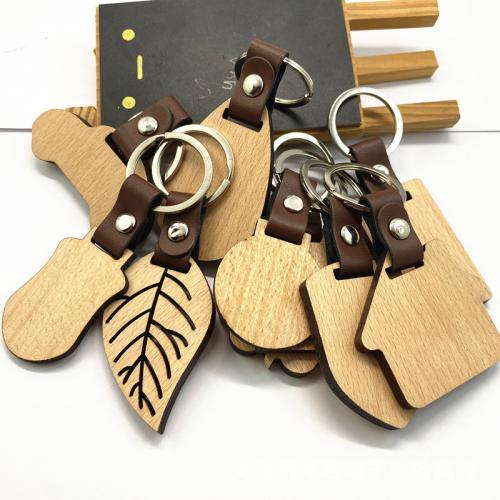 Bag Purse Charms Keyrings Keychains, Wood, with PU Leather, Unisex & different styles for choice, Sold By PC