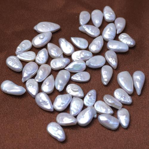 Cultured No Hole Freshwater Pearl Beads, Teardrop, DIY, white, 8x15mm, Sold By PC