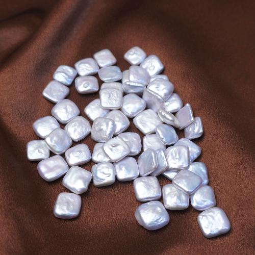 Cultured No Hole Freshwater Pearl Beads, Square, DIY, white, 11x11mm, Sold By PC