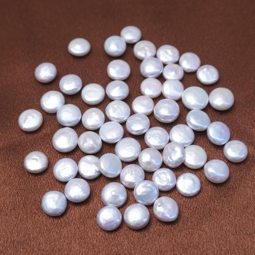 Cultured No Hole Freshwater Pearl Beads, Button Shape, DIY, white, 10-11mm, Sold By PC