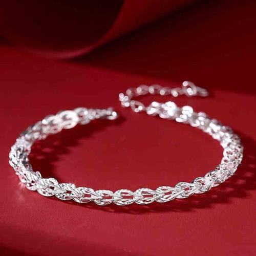 925 Sterling Silver Bangle Bracelet, with 5cm extender chain, fashion jewelry & for woman, Length:Approx 16 cm, Sold By PC