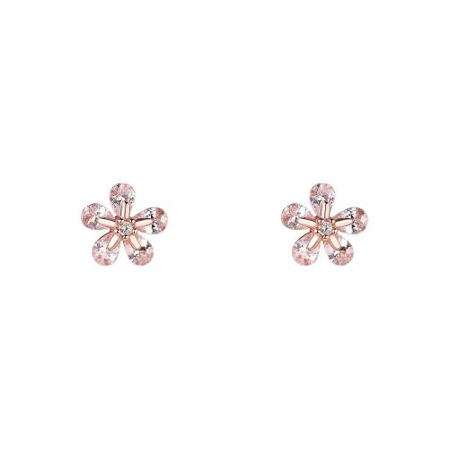 Pendientes de Micro Pavé de Zirconía Cúbica en Plata de Ley, Plata de ley 925, Flor, Joyería & micro arcilla de zirconia cúbica & para mujer, 6.50x6.50mm, Vendido por Par