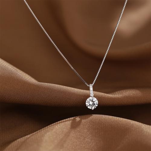 Cubic Zircon Micro Pave 925 Sterling Silver Necklace, with 5cm extender chain, fashion jewelry & micro pave cubic zirconia & for woman, Length:Approx 40 cm, Sold By PC