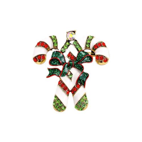 Christmas Brooches, Tibetan Style, Christmas Design & Unisex & enamel & with rhinestone, 55x58mm, Sold By PC