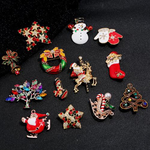 Christmas Brooches, Tibetan Style, Christmas Design & Unisex & different styles for choice & enamel & with rhinestone, Sold By PC