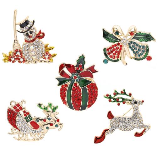 Tibetan Style Brooches, Christmas Design & Unisex & different styles for choice & enamel & with rhinestone, Sold By PC