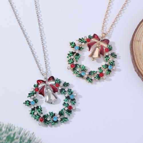 Tibetan Style Sweater Necklace, with 7cm extender chain, Christmas Design & Unisex & enamel & with rhinestone, more colors for choice, 43x48mm, Length:Approx 45 cm, Sold By PC