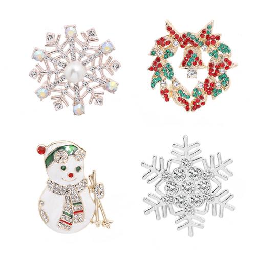 Tibetan Style Brooches, Christmas Design & Unisex & different styles for choice & with rhinestone, Sold By PC