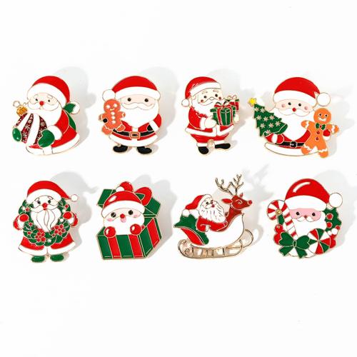 Tibetan Style Brooches, Santa Claus, Christmas Design & Unisex & different styles for choice & enamel, Sold By PC