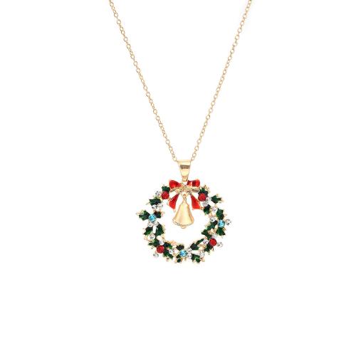 Tibetan Style Sweater Necklace, Christmas Design & for woman & enamel & with rhinestone, 44x50mm, Sold Per Approx 62.5 cm Strand