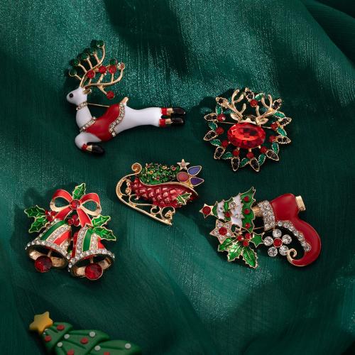 Tibetan Style Brooches, Christmas Design & different styles for choice & for woman & enamel & with rhinestone, Sold By PC