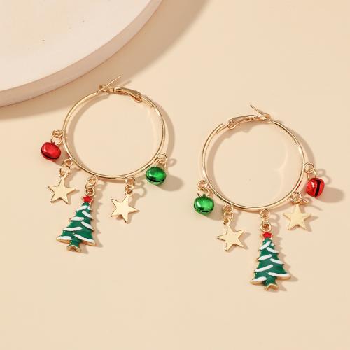 Boucles d'oreilles de Noël, alliage de zinc, Conception de Noël & styles différents pour le choix & pour femme & émail, doré, Vendu par paire