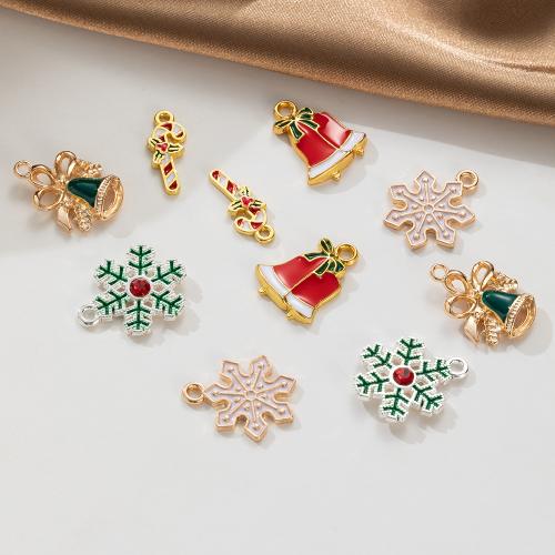 Pendentifs Noël en alliage de zinc, Conception de Noël & styles différents pour le choix & émail, 10PC/sac, Vendu par sac