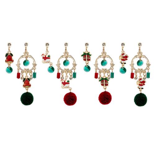 Boucles d'oreilles de Noël, alliage de zinc, Conception de Noël & styles différents pour le choix & pour femme & émail, Vendu par paire