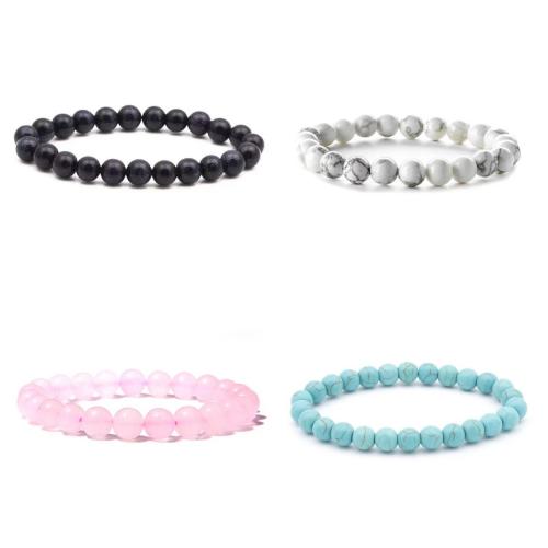 Gemstone Bracelets, Natural Stone, Round, fashion jewelry & different materials for choice & Unisex, more colors for choice, 8mm, Length:Approx 18.5 cm, Sold By PC