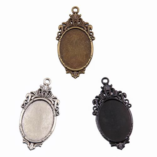 Tibetan Style Pendant Cabochon Setting, plated, DIY, more colors for choice, nickel, lead & cadmium free, 22x44mm, Approx 100PCs/Bag, Sold By Bag