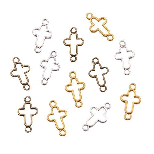 Cross Tibetan Style Connector, plated, DIY & 1/1 loop & hollow, more colors for choice, nickel, lead & cadmium free, 10x19mm, Hole:Approx 1mm, Approx 100PCs/Bag, Sold By Bag