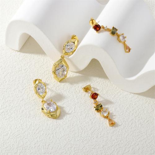 Cubic Zirconia Micro Pave Brass Earring, gold color plated, different styles for choice & micro pave cubic zirconia & for woman, more colors for choice, nickel, lead & cadmium free, Sold By Pair