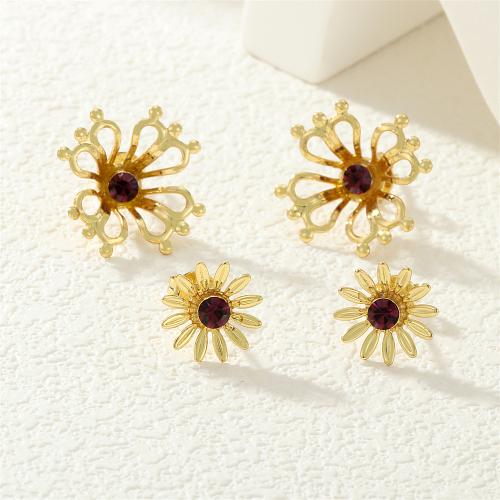 Cubic Zirconia Micro Pave Brass Earring, Flower, gold color plated, different styles for choice & micro pave cubic zirconia & for woman, more colors for choice, nickel, lead & cadmium free, Sold By Pair