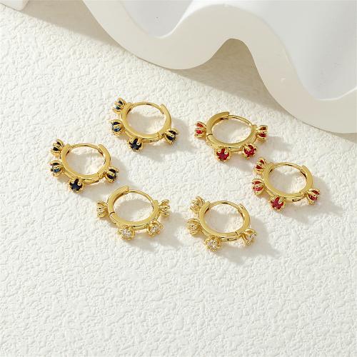 Cubic Zirconia Micro Pave Brass Earring, gold color plated, micro pave cubic zirconia & for woman, more colors for choice, nickel, lead & cadmium free, Sold By Pair