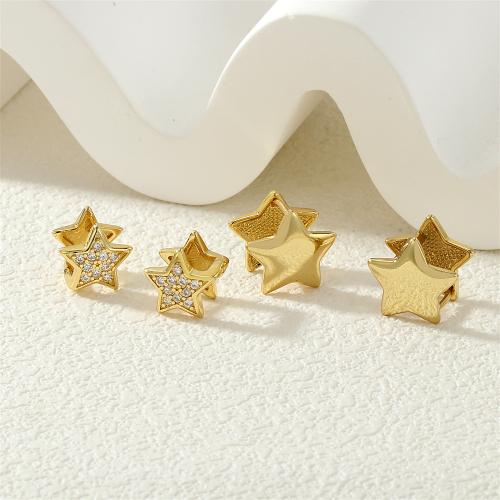 Cubic Zirconia Micro Pave Brass Earring, Star, gold color plated, different styles for choice & micro pave cubic zirconia & for woman, more colors for choice, nickel, lead & cadmium free, Sold By Pair